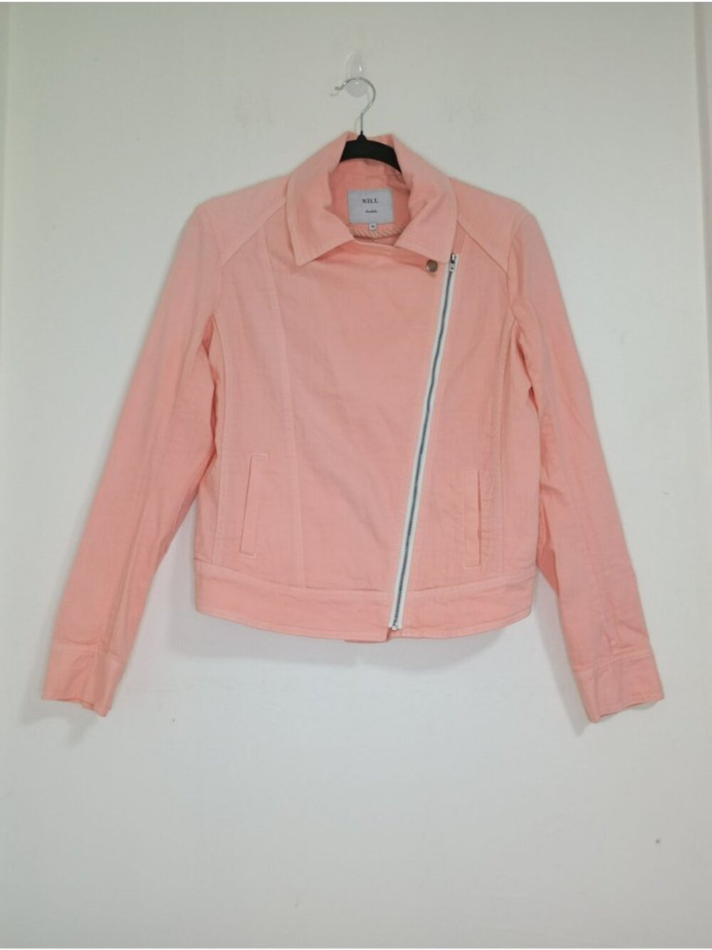 Kill Jacket Size 40 Cotton Blend Womens Pink Asymmetrical Zip